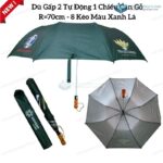Ô Dù Cầm Tay Gấp 2 Khung Sắt Cán Gỗ R=70cm In Logo D032 22