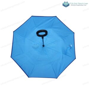 Ô Dù Gấp Ngược Tự Đẩy R=70cm 8 Kèo D016 Màu Xanh In Logo 6