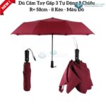 Ô Dù Gấp 3 Tự Động 2 Chiều 8 Kèo R=58cm D018 In Logo 16