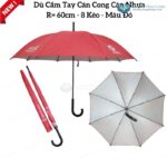 Ô Dù Cong Cán Nhựa R=60cm 8 Kèo In Logo D038 Màu Đỏ 1