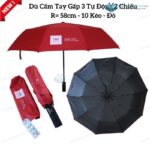 Ô Dù Gấp 3 Tự Động 2 Chiều 10 Kèo R=58cm Cán Bánh Xe D041 - Màu Đỏ 1