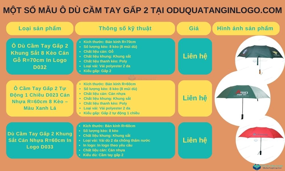 Ô dù cầm tay gấp 2